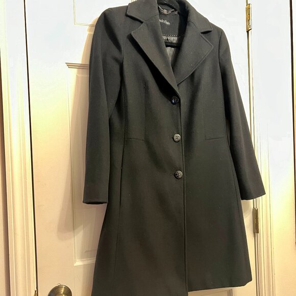 Calvin Klein single-breasted, mid-length wool coat - Picture 1 of 3